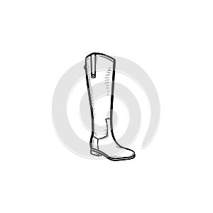 High boot hand drawn outline doodle icon.