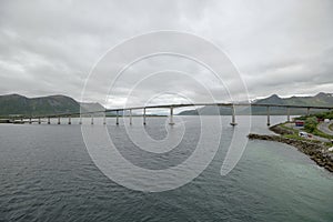 High bridge over fjord at Rysohamn, Norway