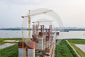 High bridge pier under construction