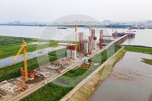 High bridge pier under construction