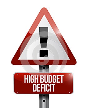 High budget deficit warning sign illustration