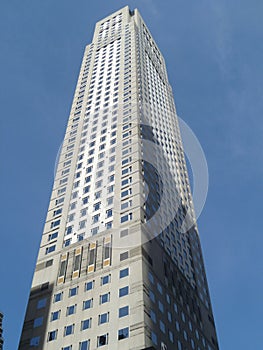 High building in perspective from the ground