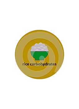 high carbohydrate nutrition vector rice icon