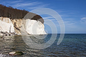 High chalk cliffs at the coast of Ruegen
