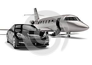 High class Limousine with private jet