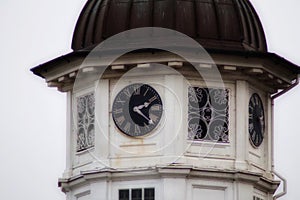 The high clock tower of Polesden Lacy in Surrey England.