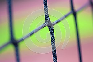 High close-up view of a weave mesh for sports. Soft focus.