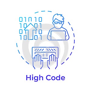 High code blue gradient concept icon