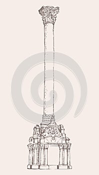 High column. Vector drawing