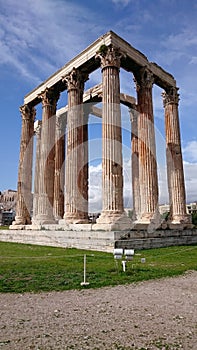 High columns of a greek temple - architectural details