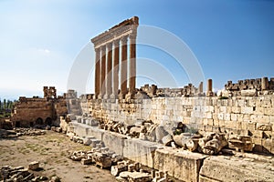 The columns of the Jupiter Tempel of Baalbek, Lebanon