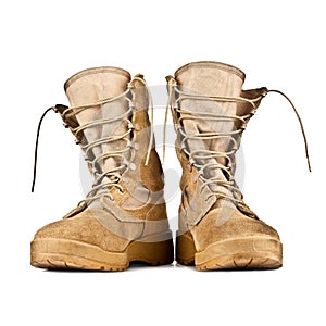 High combat boots isolated on white background