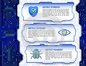 High computer technology concept with shield, eye and hacker bug