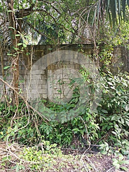 High concrete wall barrier from trespass into property