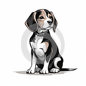 High-contrast Beagle Dog Cartoon Illustration By John Walker
