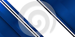High contrast blue and white glossy stripes. Abstract tech graphic banner design. Vector corporate background