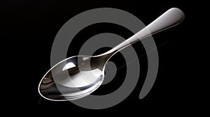 High Contrast Close-up Of Silver Spoon On White Background
