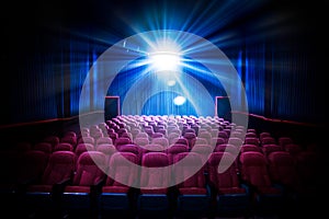 High contrast image of empty movie theater seats