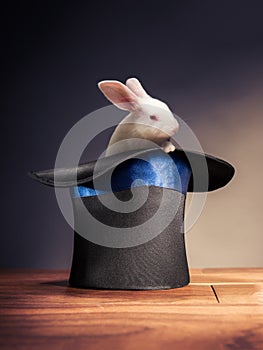 High contrast image of magician hat on a stage