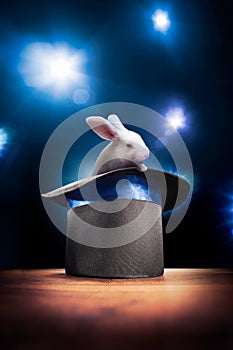 High contrast image of magician hat on a stage