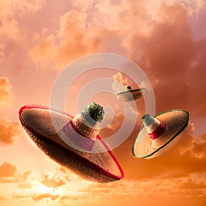Vysoký obraz z mexičan klobouky  sombrera v nebe náměstí formát 