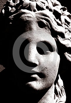 High contrast photo of a Greek sculpture