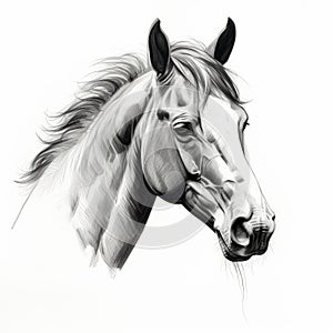 High-contrast Realism: Horse Head Silhouette In Eastern Brushwork