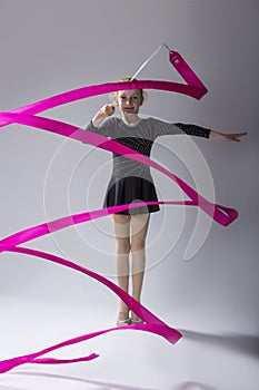 High Contrsat Portrait of Caucasian Female Rhythmic Gymnast