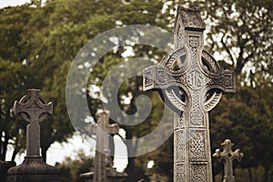 High Cross of the scriptures and cathedral GLASNEVIN CEMETERY . DUBLIN. IRELAND