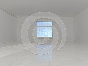 High definition empty white room. 3D