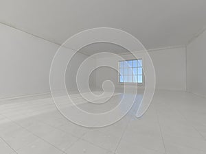 High definition empty white room. 3D