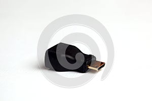 High-Definition Multimedia Interface or HDMI to mini HDMI adapter isolated on white