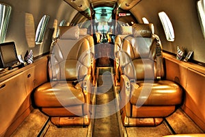 High definition photo of privat jet cabin