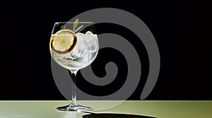 Artistic Still Life: Gin, Lemon, And Lime On A Dark Background photo