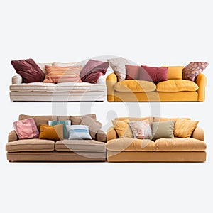 High Definition Sectional Sofas Cushions On Isolated White Transparent Background