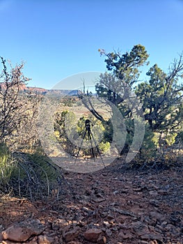 High desert hiking spotting scope set up