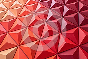 3D pyramidal background in a gradient of red and orange.