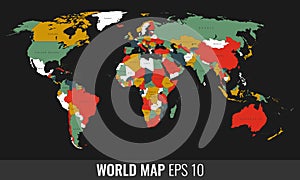 High Detail Geopolititcal World Map. Vector