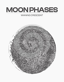 High detail sketch of moon phase, cycle, stage