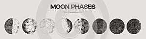 High detail sketch of moon phase, cycle, stage