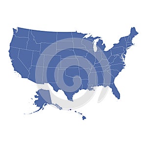 High Detail USA Map with federal states. Vector flat