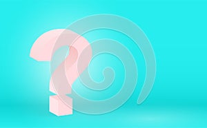 High detailed 3D pink question, vector illustration. Big pink question mark