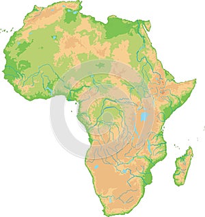 High detailed Africa physical map.