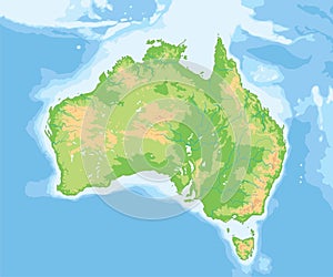 High detailed Australia physical map.