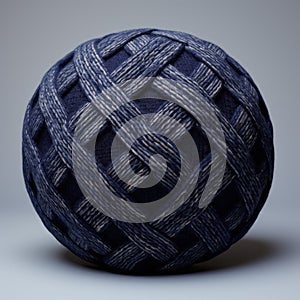 High Detailed Blue Wool Ball With Crosshatched Shading