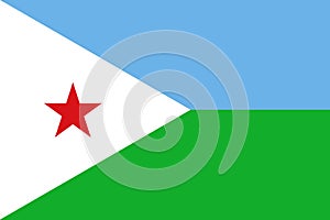 High detailed flag of Djibouti. National Djibouti flag. Africa. 3D illustration