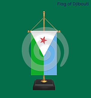 High detailed flag of Djibouti. National Djibouti flag. Africa. 3D illustration