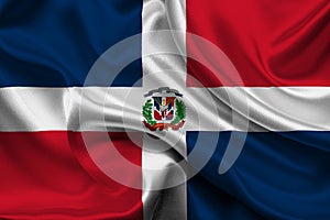 High detailed flag of Dominican Republic. National Dominican Republic flag. North America. 3D illustration