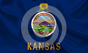 High detailed flag of Kansas. Kansas state flag, National Kansas flag. Flag of state Kansas. USA. America