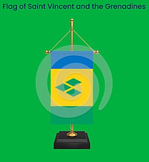 High detailed flag of Saint Vincent and the Grenadines. National Saint Vincent and the Grenadines flag. North America. 3D photo